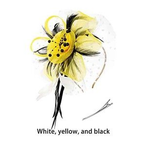 Black/Yellow Feather Mesh Fascinator Hat Clip/Band Wedding Tea Cocktail Party